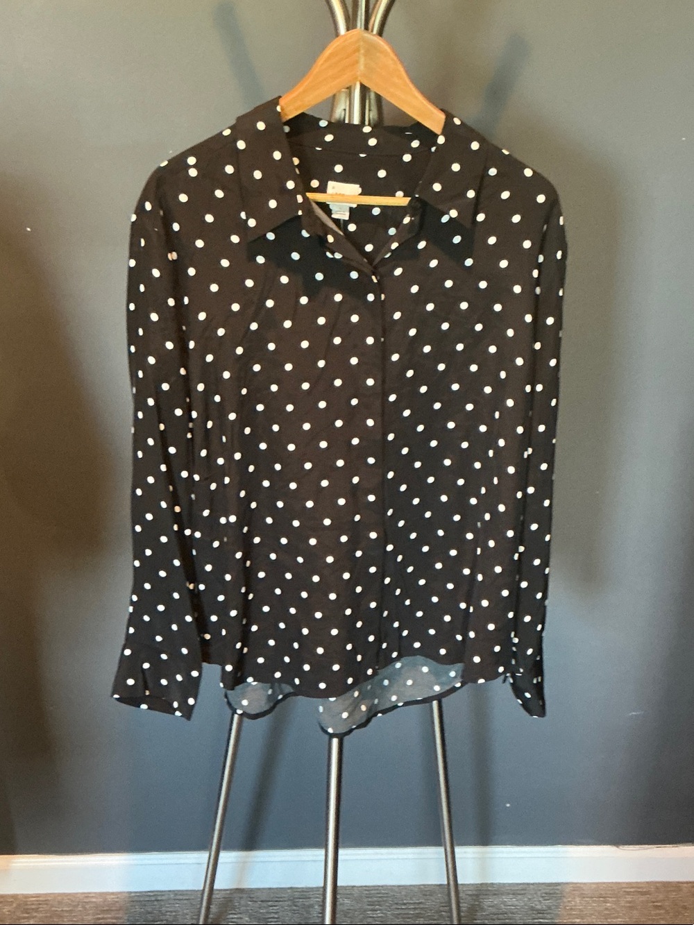 Black Polka Dot Button-Down Shirt